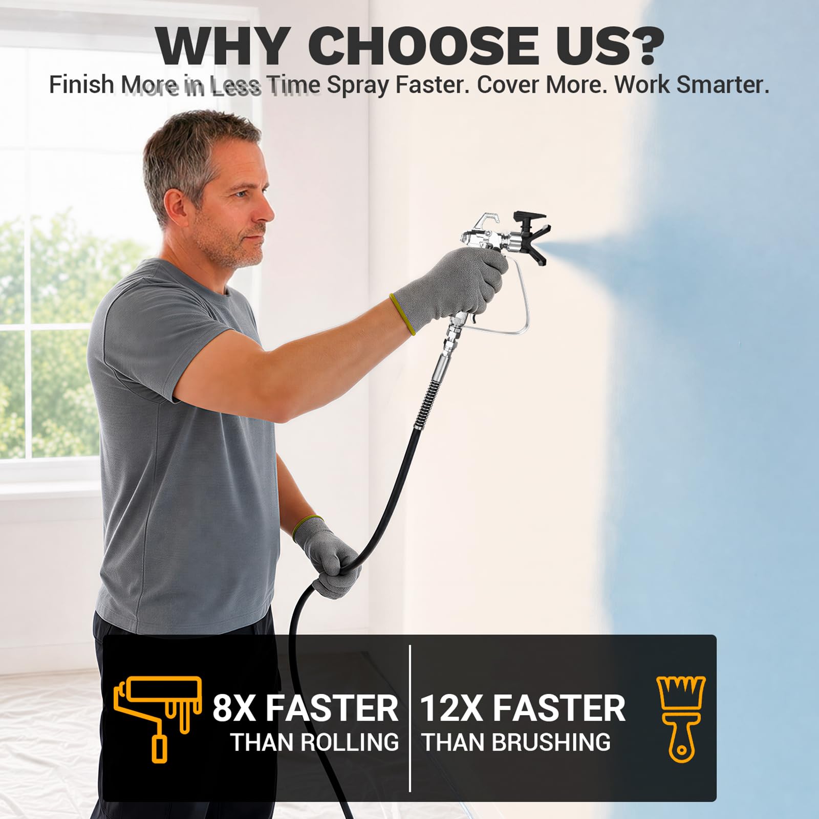 DEKO Pulverizador de Pintura 700 W: Equipo de pulverización sin Aire. Pistola eléctrica sin Aire de 1,2 l/min. Presión máxima de 2900 PSI. Incluye una Manguera de 7,5 Metros