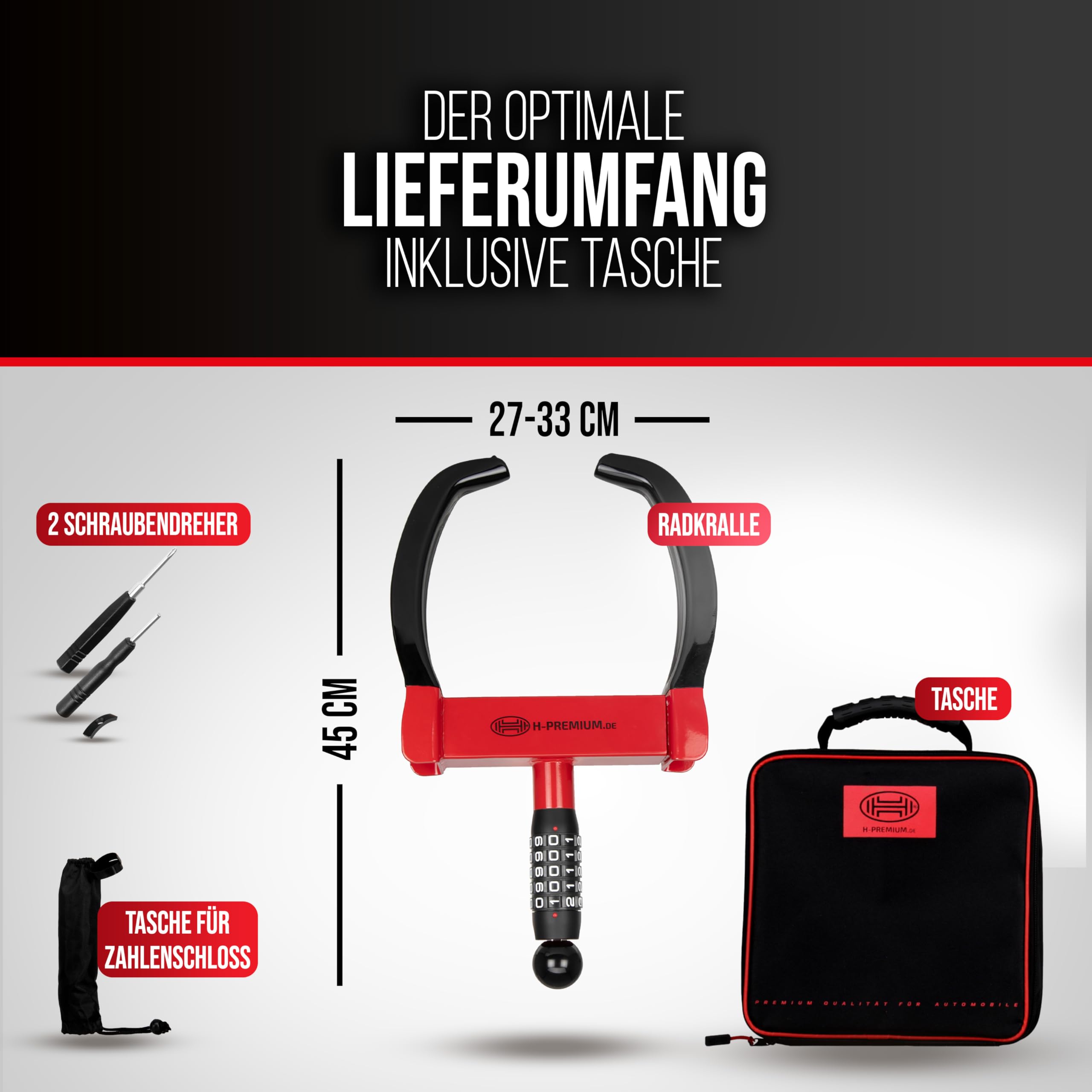 HEYNER® Radkralle mit Radkasten und Felgenschutz, Wegfahrsperre für PKW, Wohnwagen, Anhänger