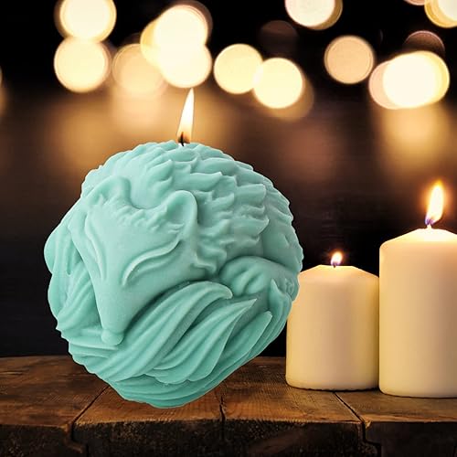 Miniatura 2 de SEWACC Molde de resina de zorro, molde de silicona con forma de bola, molde de resina animal 3D para resina, molde de velas, molde de arcilla, molde