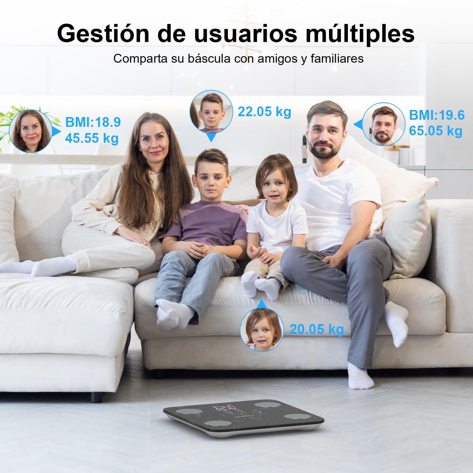 Healthkeep Báscula de Baño,Básculas Inteligentes Digitalescon Función de Frecuencia Cardíaca,15 Datos Corporales,Pantalla VA Extra Grande