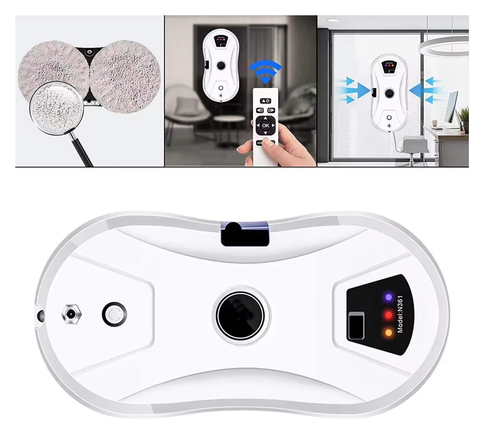 Aspiradora inalámbrica recargable for ventanas, limpiacristales, paredes y vidrios, robot con pulverizador automático. múltiples modos