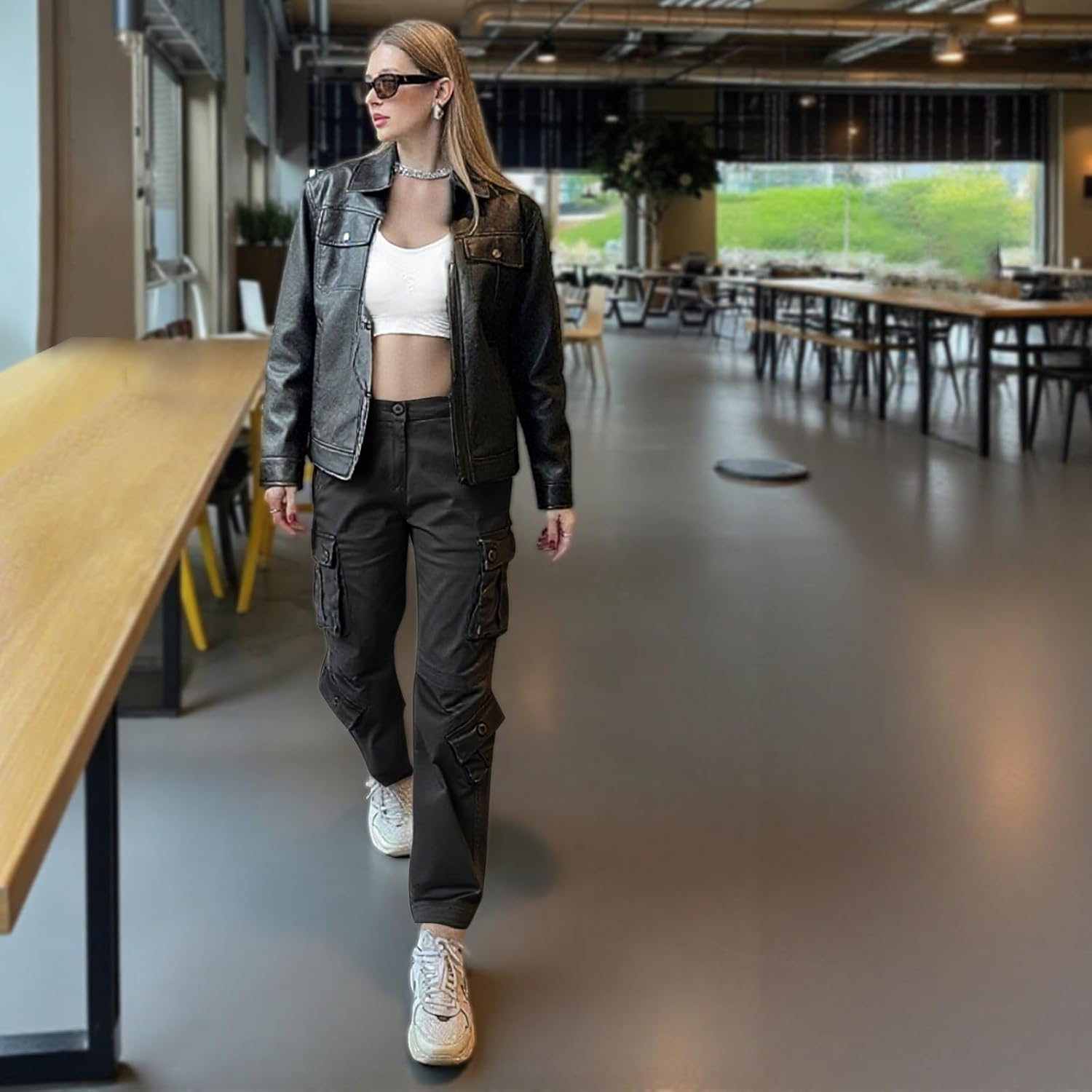 Matchstick Womens Cargo Pants with 8 Pockets Baggy Utility Work Pants for Hiking Travel Outdoor All Season - Image 5