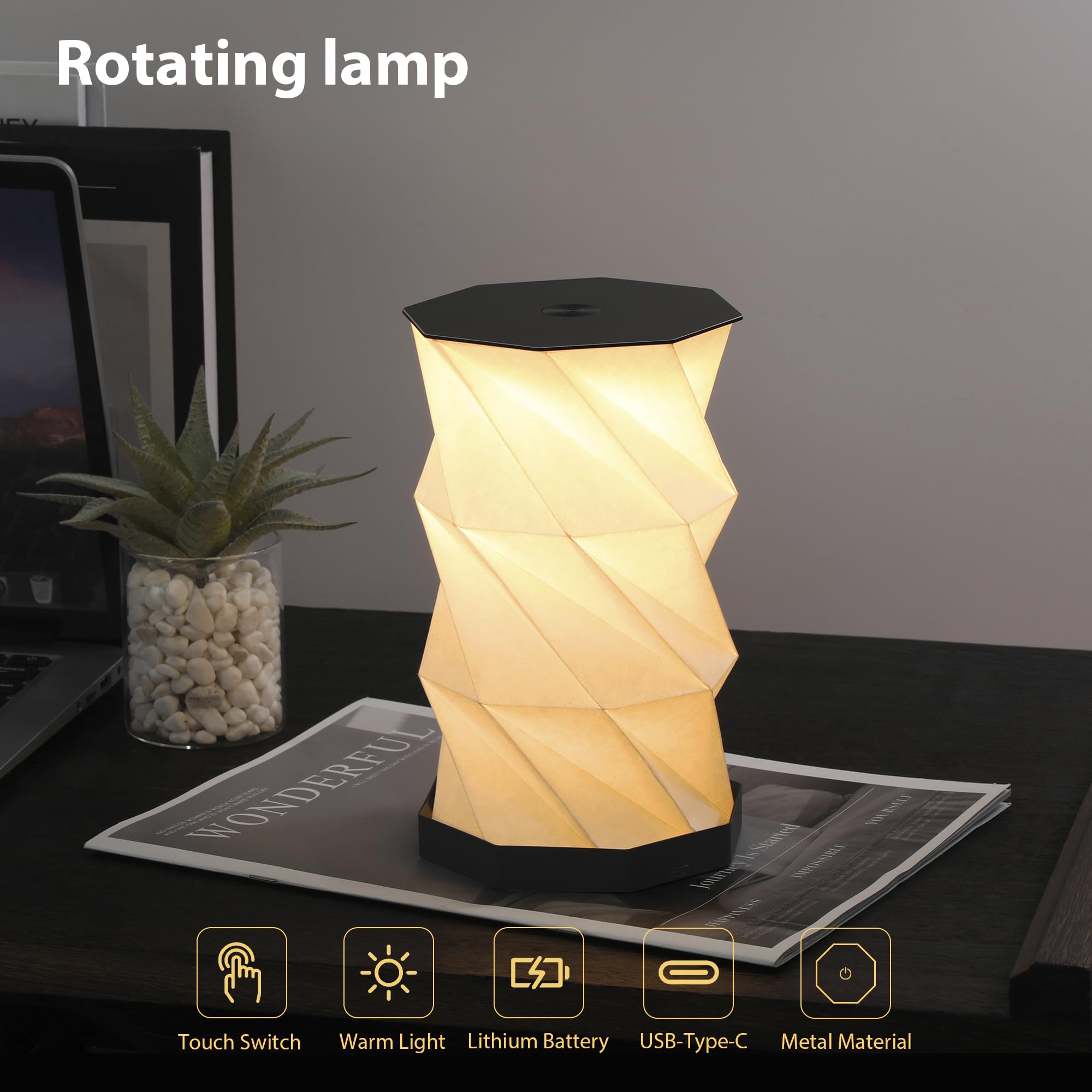Ba sus Drehbare Metall Schreibtischlampe, USB Wiederaufladbare Dimmbare Leselampe mit Metallabdeckung, Stufenloses Dimmen durch langes Drücken, für Arbeitszimmer, Schreibtisch, Schlafzimmer Dekor