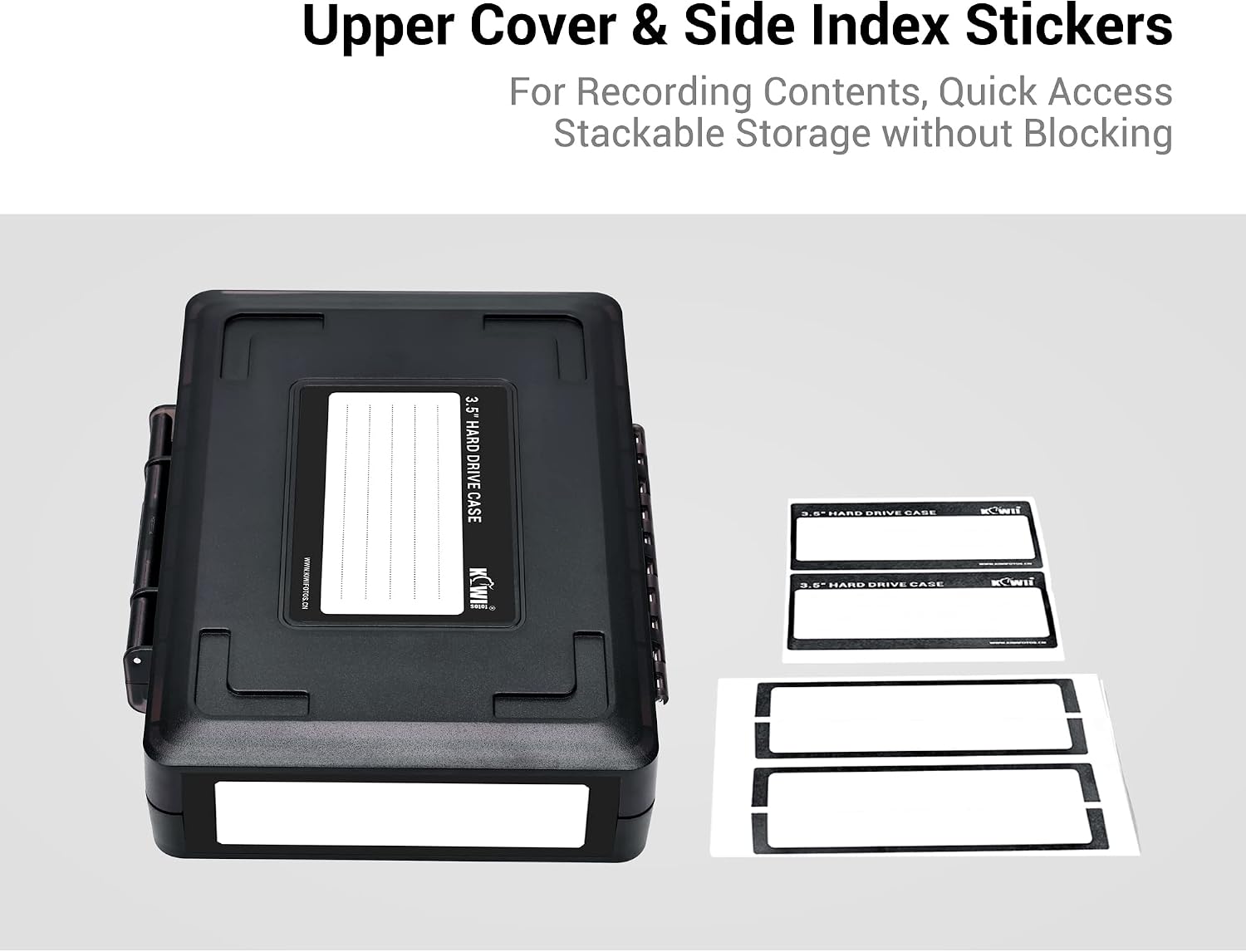 Hard Drive Case 3.5 inch External Hard Drive Portable Carrying Case, Water-Resistant and Shockproof HDD SSD Storage Case Bag with Stackable Design