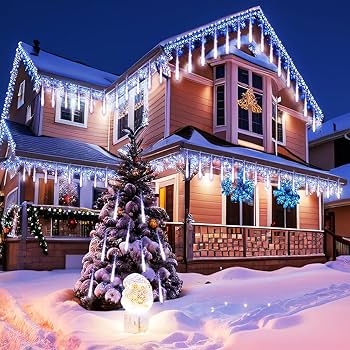 Kwaiffeo Christmas Lights Outdoor, 8 Tubes Meteor Shower