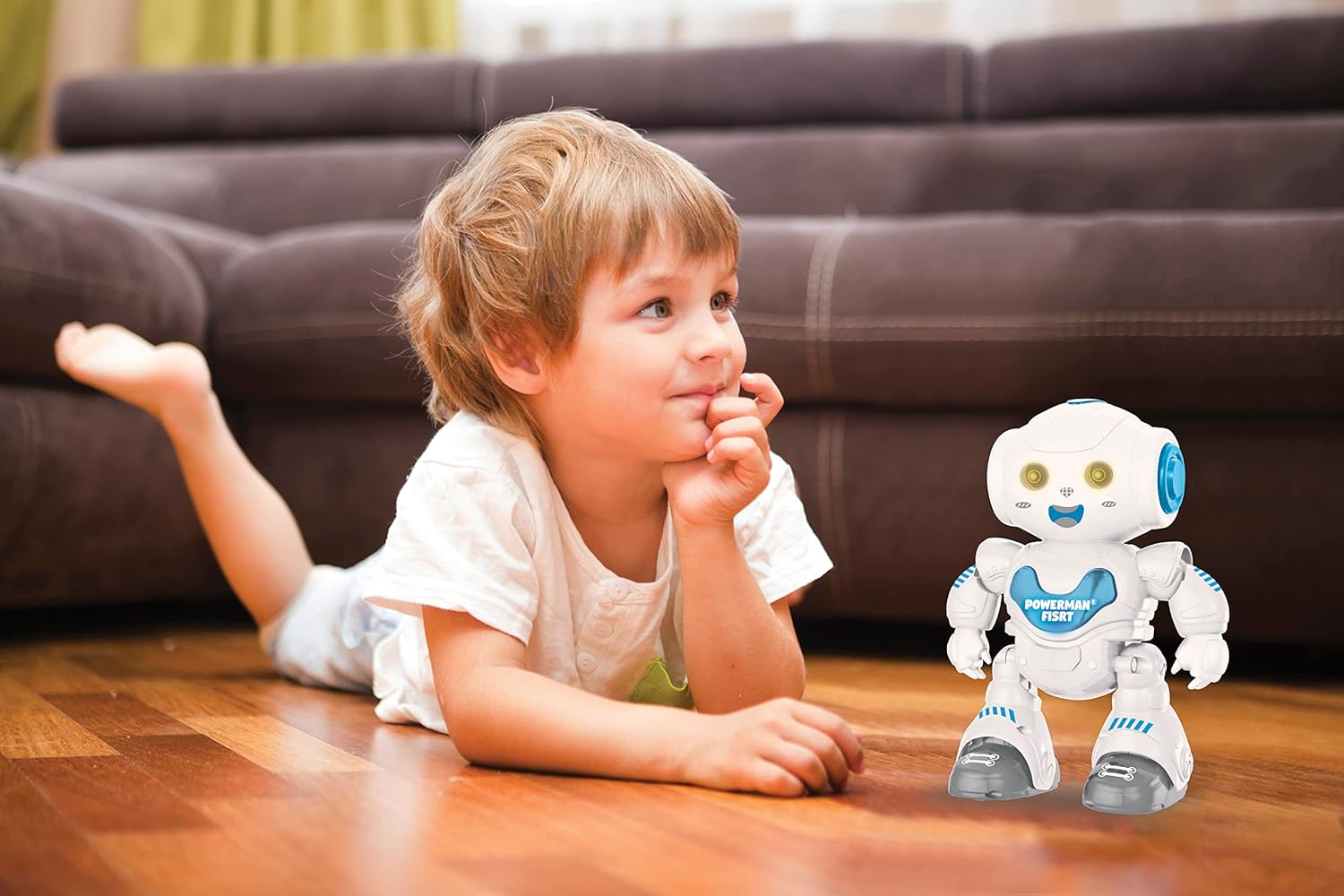 LEXiBOOK Powerman First, My First Smart Interactive Toy Learning Robot Toy for Kids Dancing Plays Music Boy Girl, White/Blue, ROB16