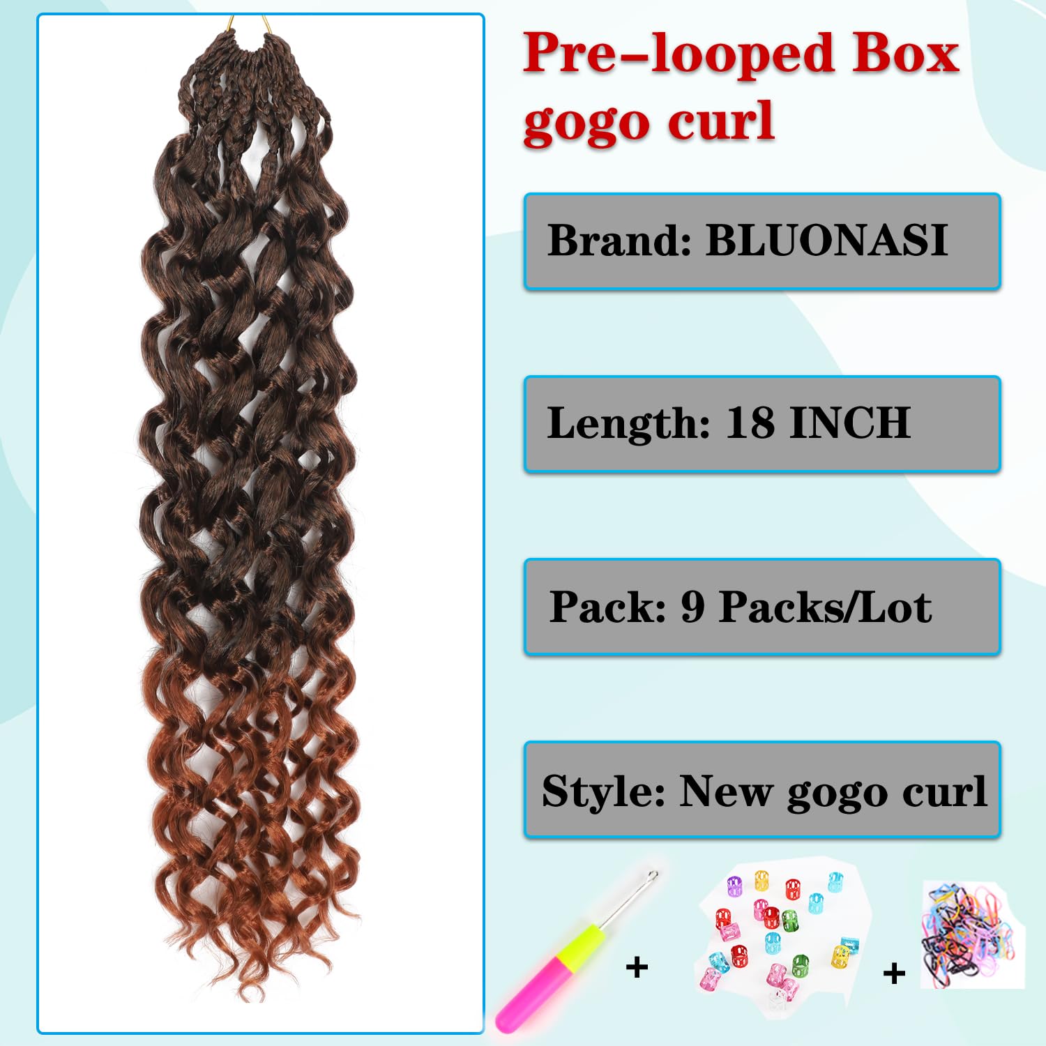 Gogo Curl Crochet Hair 18 Inch 9 Packs Ocean Wave Curly Crochet Hair for Black Women Pre-Looped Deep Wave Water Curly Braiding Extensions (T350# - Image 4