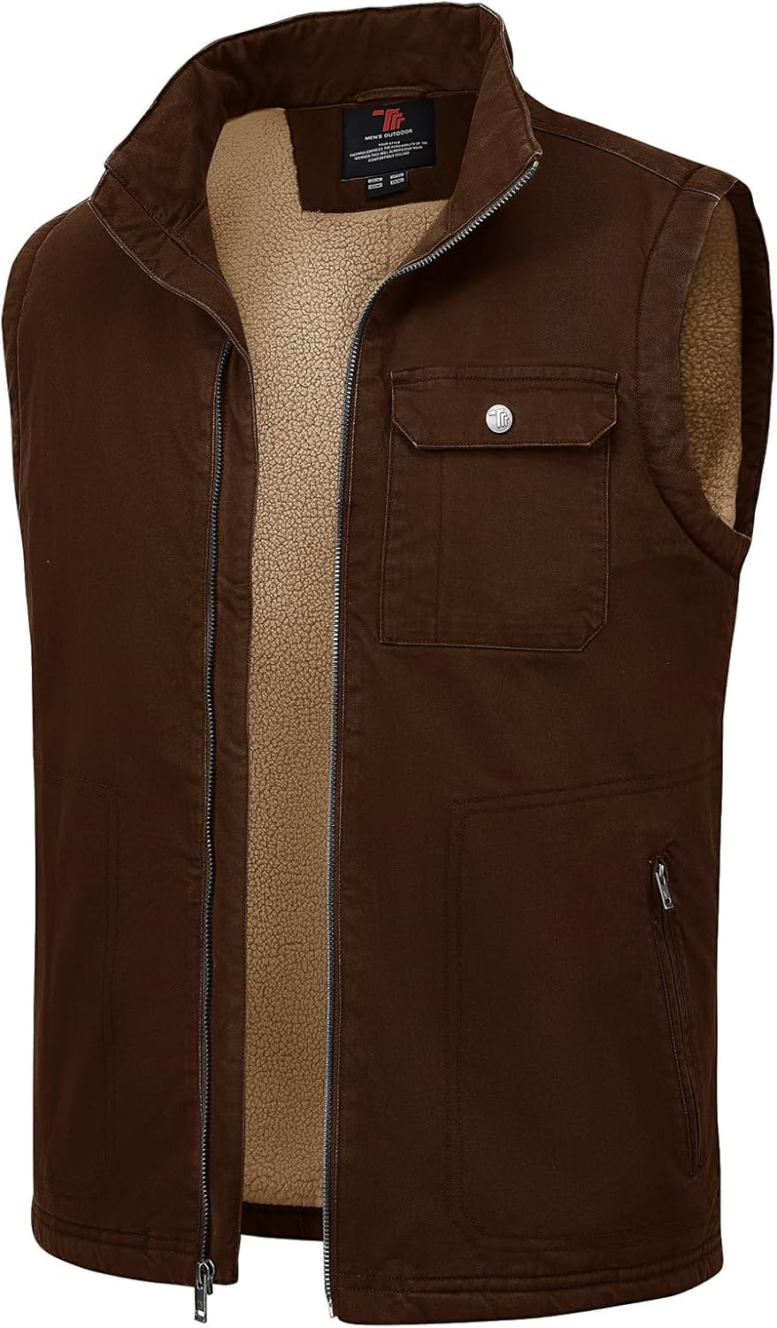 Rdruko Men's Winter Vest Outerwear Sherpa Lined Fleece Warm Cotton Work Casual Vest