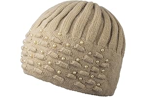 Dahlia Women's Angora Wool Beanie Hat with Pearl Accents
