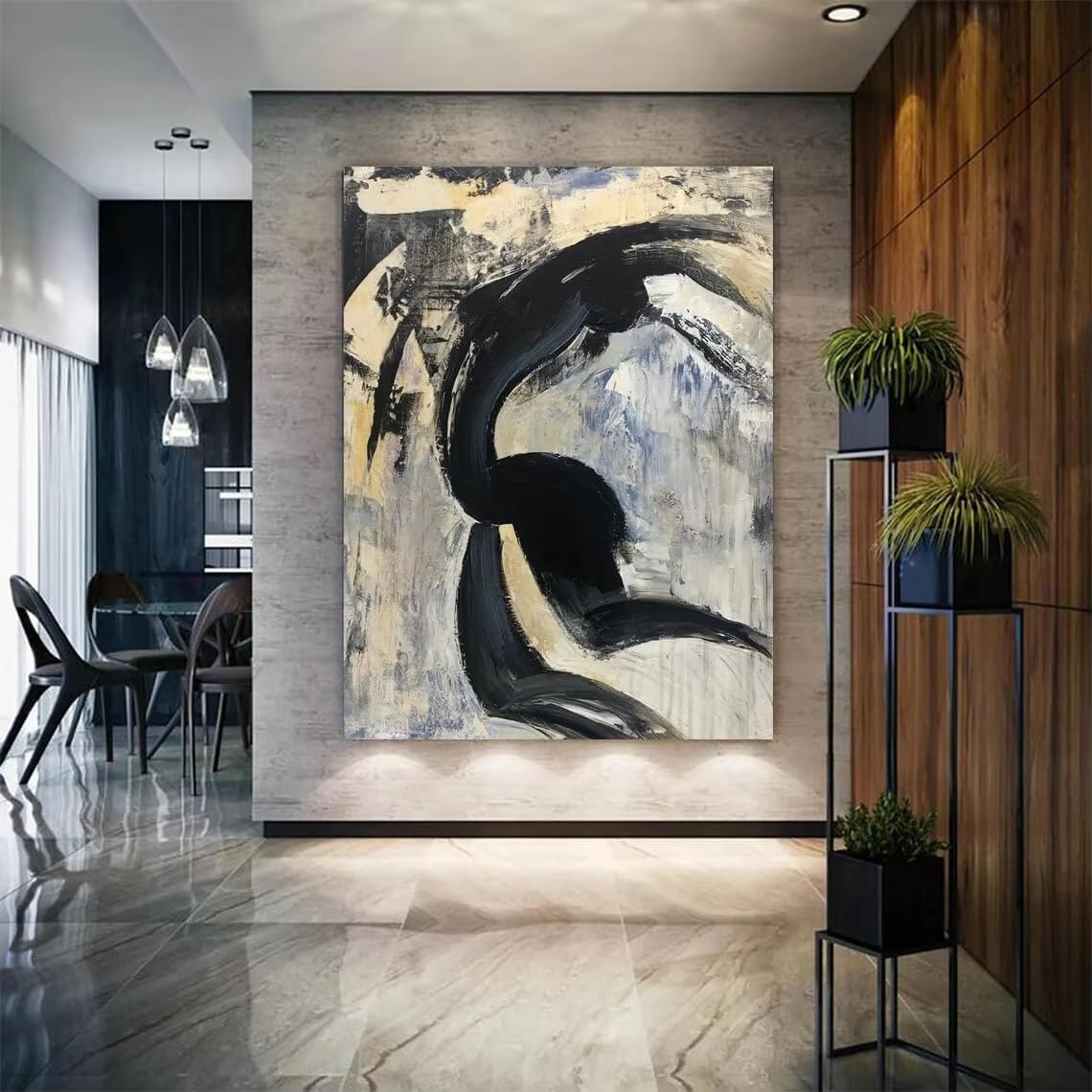 AEFOUU Canvas Wall Art Print Abstract Colorful Pictures Modern Black and White Painting Canvas Wall Art for Living Room Bedroom(60x80cm/24x32in/Frameless)