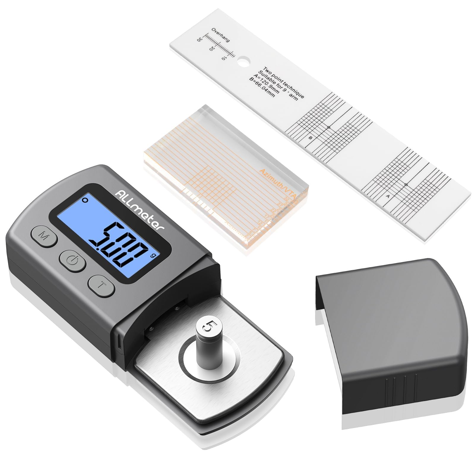 ALLmeter High-Precision Digital Stylus Force Gauge for Turntable Setup, 0.01g Accuracy, VTA Ruler, Overhang Protractor