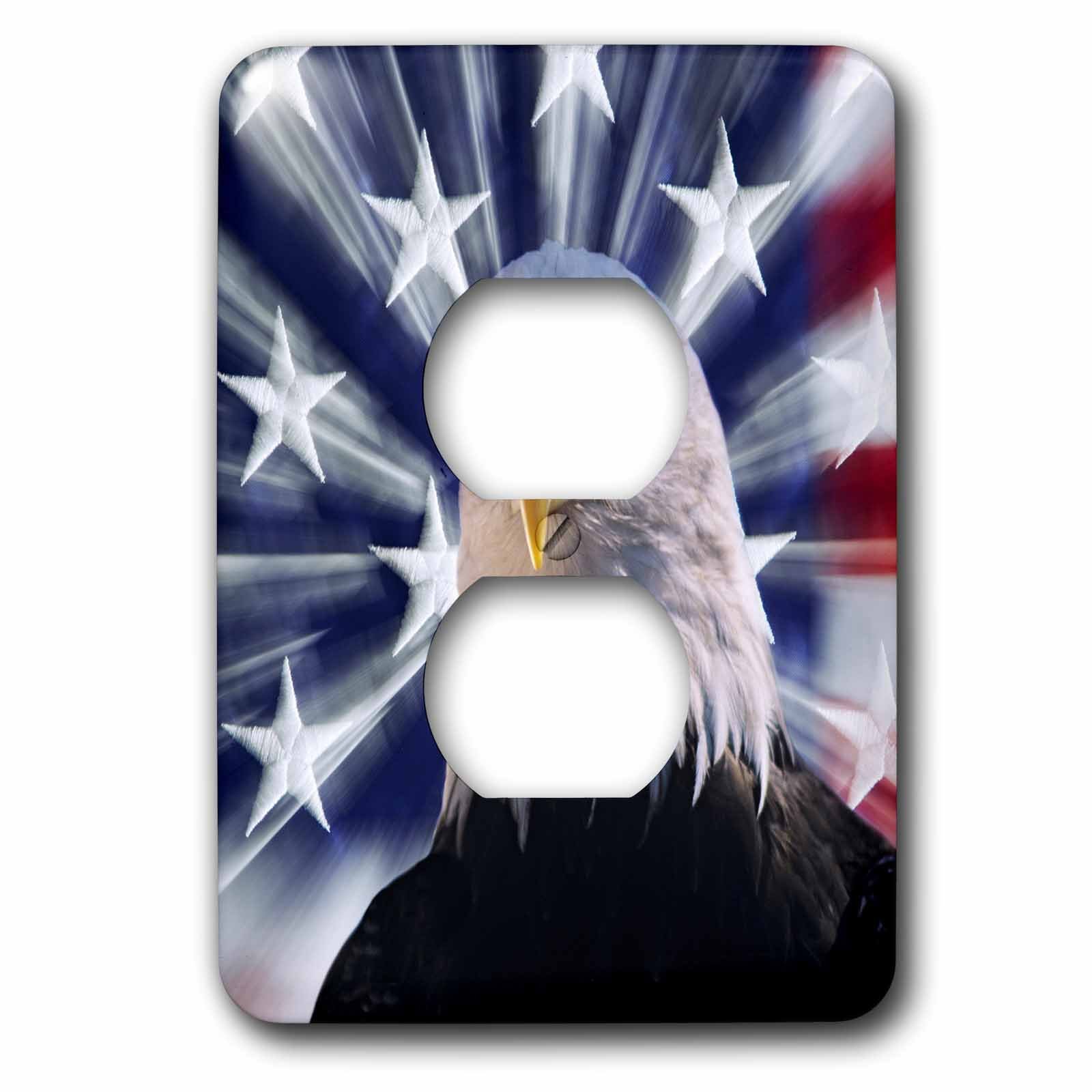 Cadeau déco USA pygargue à tête blanche et drapeau américain plaque 3dRose lsp_278587_6