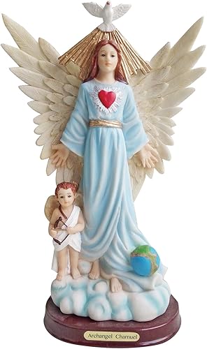 Love's Gift Arcángel Chamuel Estatua Chamuel Ángel Estatua Santa Estatua (12 pulgadas) (azul)
