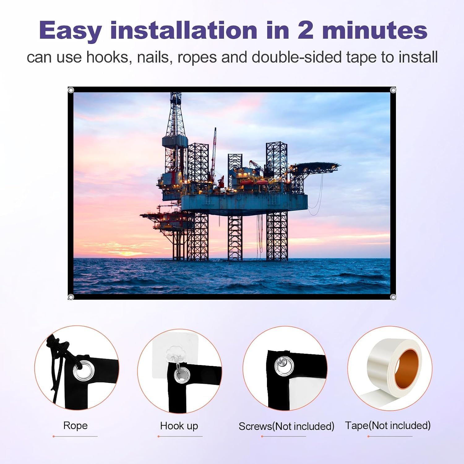 Pantalla de proyección ALR: Pantalla Colgante Mejorada 4K 16:9 para Interiores y Exteriores, portátil y de Calidad cinematográfica; fácil instalación para Cine en casa (Standard,150")