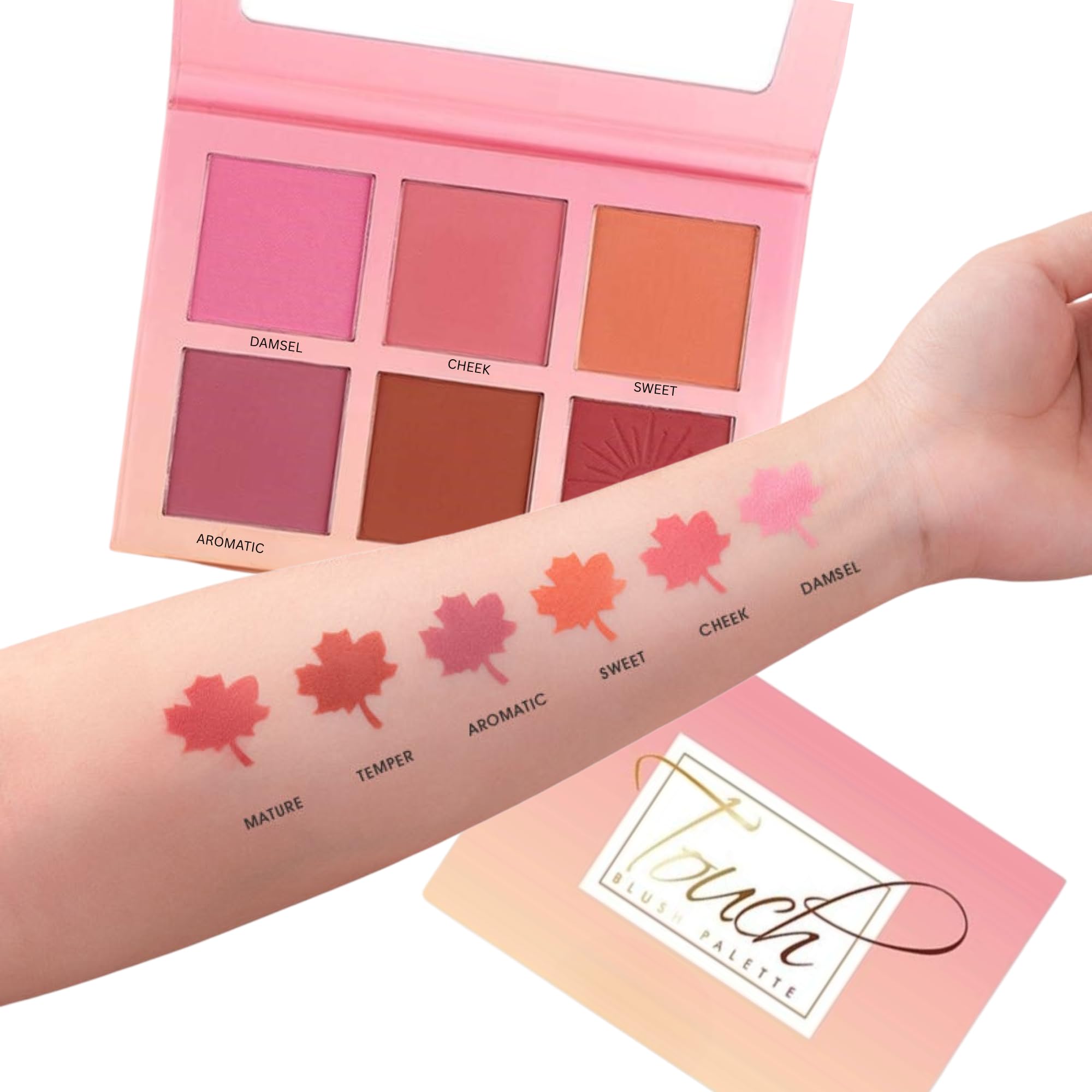 HUDA CRUSH Touch Blush Palette, 6-Color blush for Face Makeup and Eye Shadow Palette, Blendable and Pigmented, Eyeshadow Palette for A Natural Flush with Long-Lasting Wear for all skin type