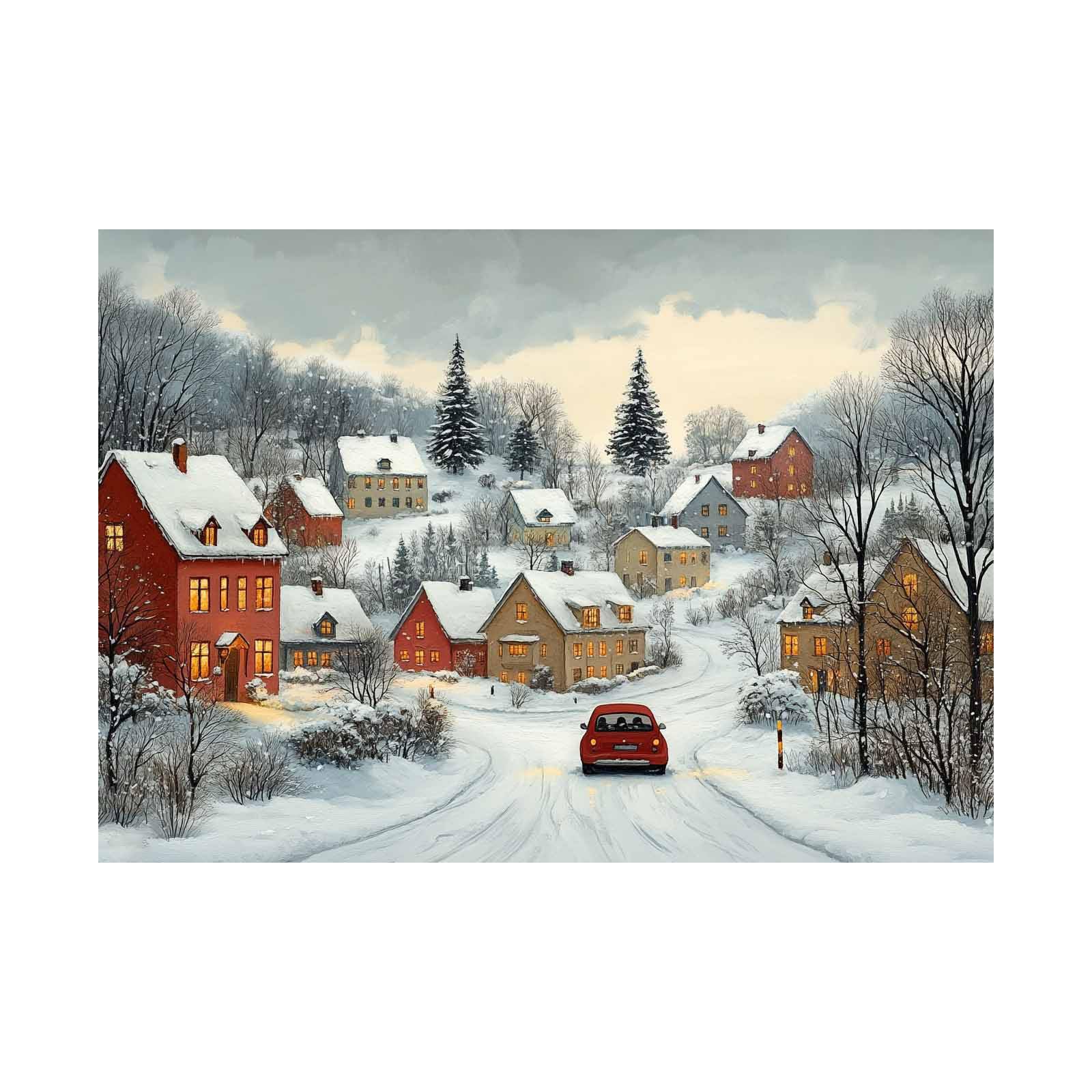 Impression sur toile scène d'arbre de cabane d'hiver blanche 60x90cm - 8
