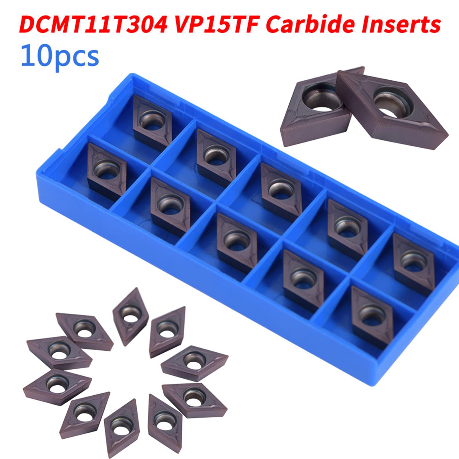 Lama in metallo duro CNC 10 pezzi, inserti per tornitura DCMT11T304 VP15TF, punte in metallo duro CNC taglierina, per utensile tornio