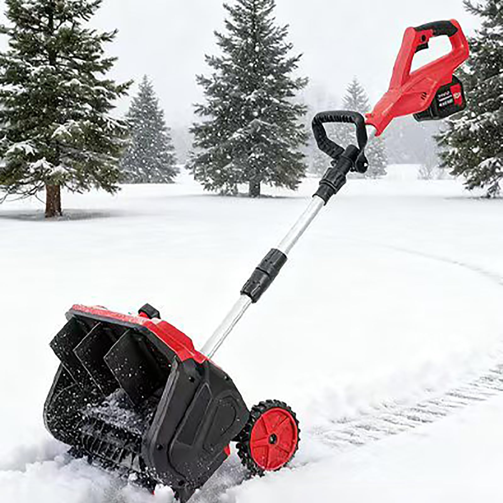 Pala da neve a batteria, spazzaneve elettrico da 12" con impugnatura regolabile e piastra direzionale, compatibile con batteria da 4 Ah, per pulizia di vialetti, patio e marciapiedi
