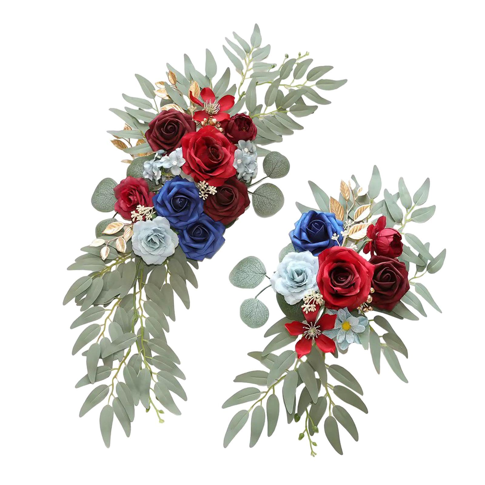 Arche de Mariage et Panneau de Bienvenue Fleurs Rouges pour Événement x2