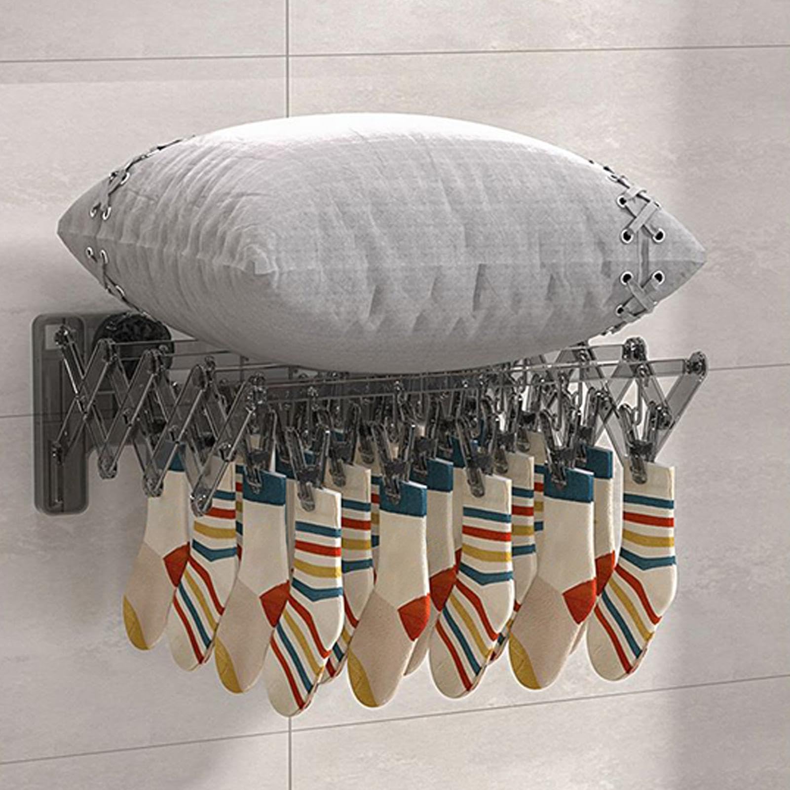 Drying Rack, Suction Cup Hanger, Sock Wall-Mounted Storage, Laundry Drying Hanger, Space-Saving Multipurpose Clothes Organizer. for Balcony, Bathroom, Room, 14.96x14.96x6.3 inches