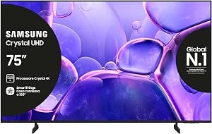 Samsung Crystal UHD 4K Smart TV 75″ UE75U8090FUXZT, Crystal 4K Processor, HDR, Smart Experience, OTS Lite & Adaptive Soun…