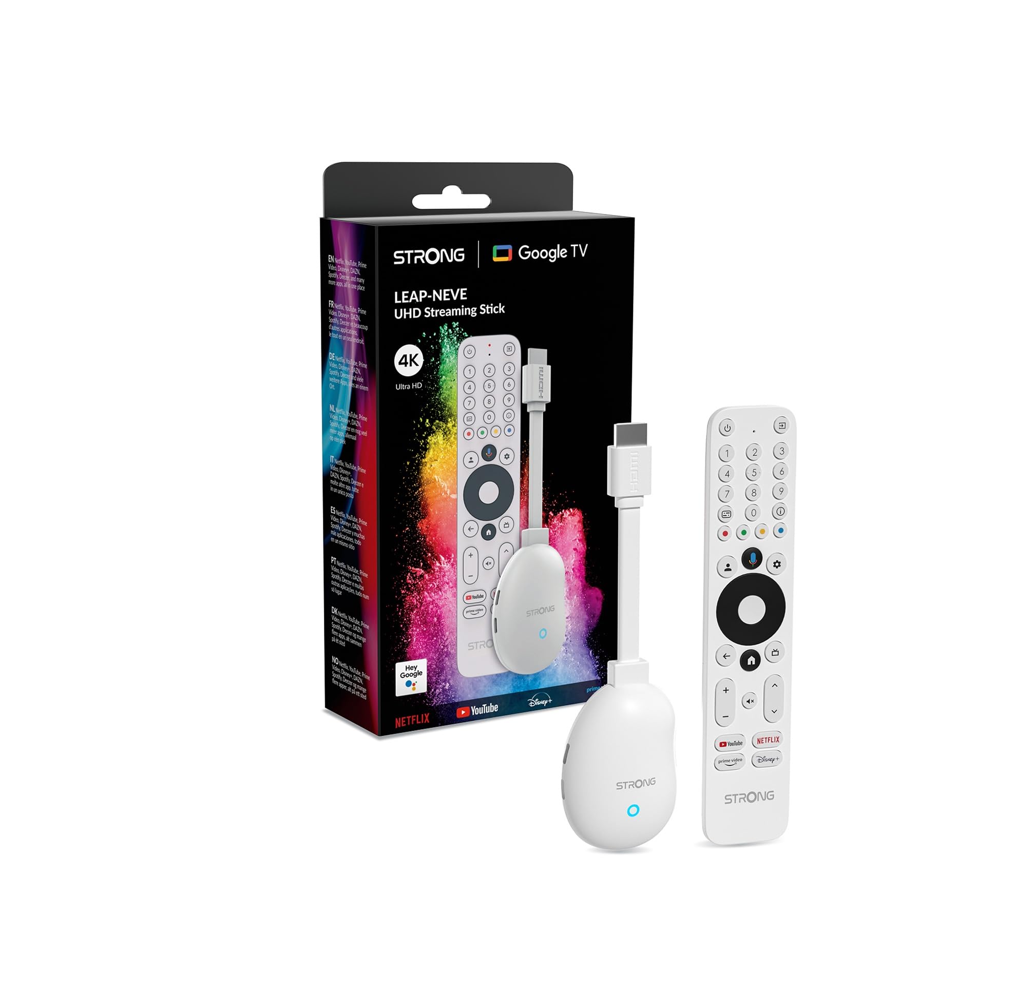 STRONG Leap-Neve Streaming Stick Google TV 4K UHD with Ethernet Port, 2GB RAM + 16GB Storage, Wi-Fi 6, Android 12, Integrated Chromecast, Google Assistant, Dolby Atmos and Dolby Vision