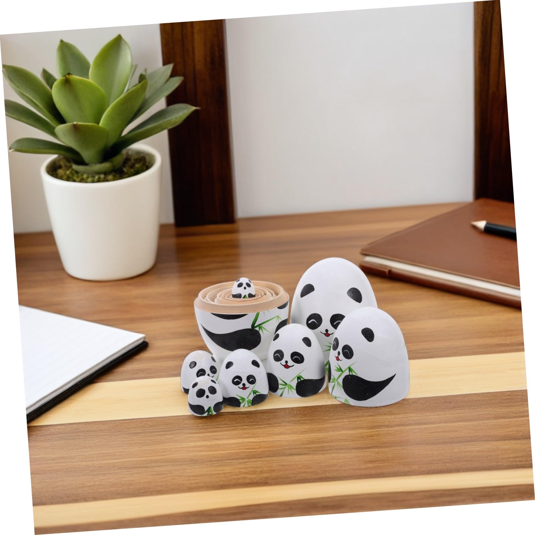 Poupée Russe Panda en Bois, Lot de 1 Set de Set, Jouet Empilable