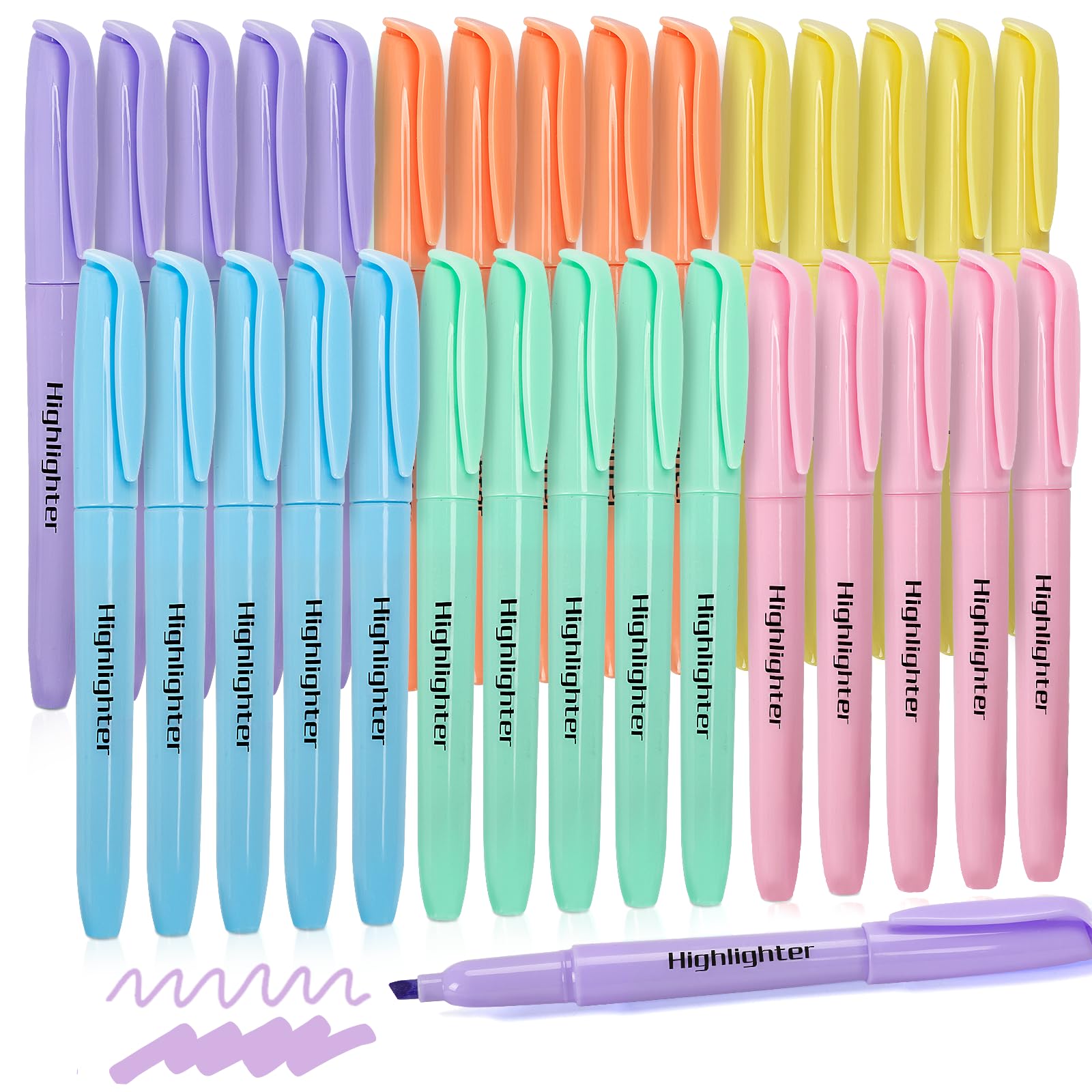 Duchong 30 Count Highlighters, Pastel Highlighters Assorted Colors Bulks, Chisel Tip Dry-Quickly Highlighter Markers for Adult Kids, Office Classroom Must Have, School Supplies for Teachers
