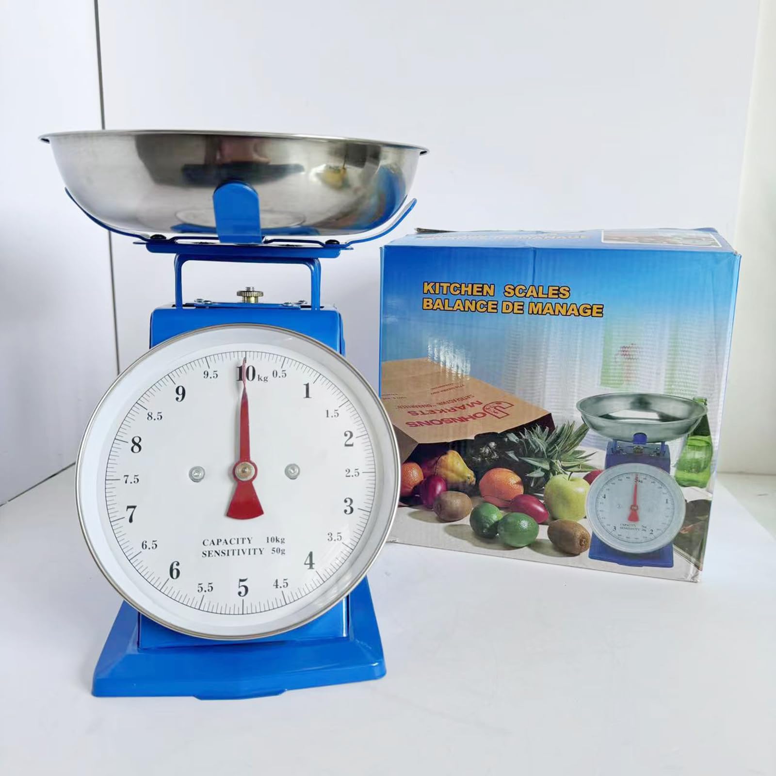 Küchenwaage Mechanische,Küchenwaage Ohne Batterie,Küchenwaage Retro Mit Tara-Funktion,Waage Für Die Küche Inkl Edelstahl Schüssel,Tragkraft 10 Kg,20Kg,10KG