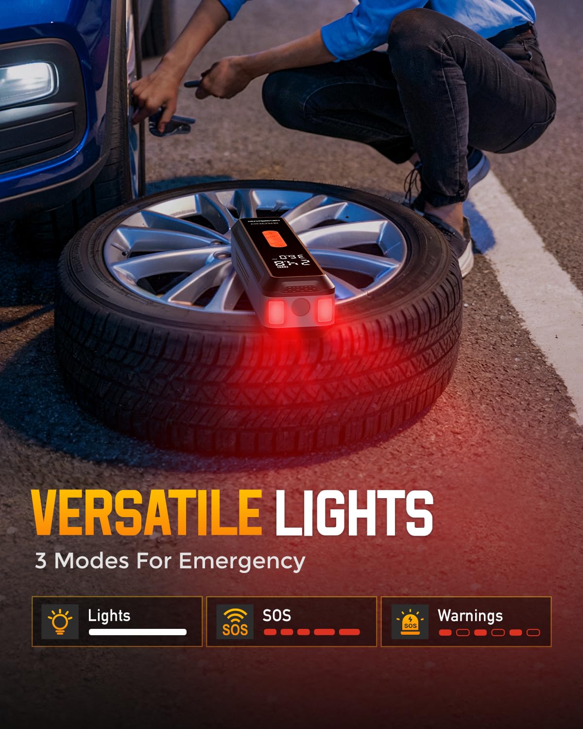 NEVERLAND Tire Inflator Portable Air Compressor - with 20000mAh Battery 150 PSI Air Pump For Car Tires 12V — view 7