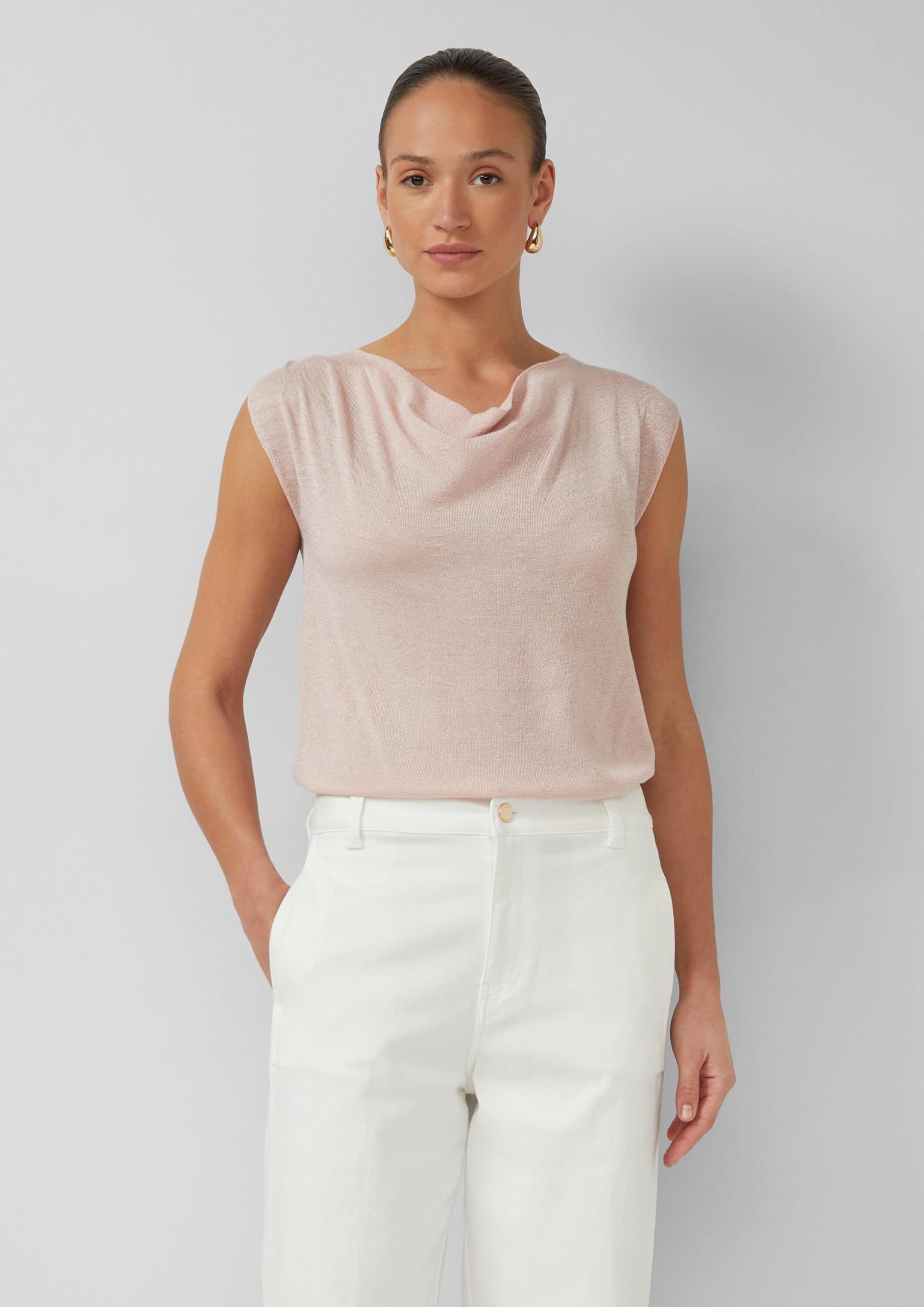 s.Oliver Fließendes Feinstrick-Shirt mit Wasserfallausschnitt und Glitzergarn
