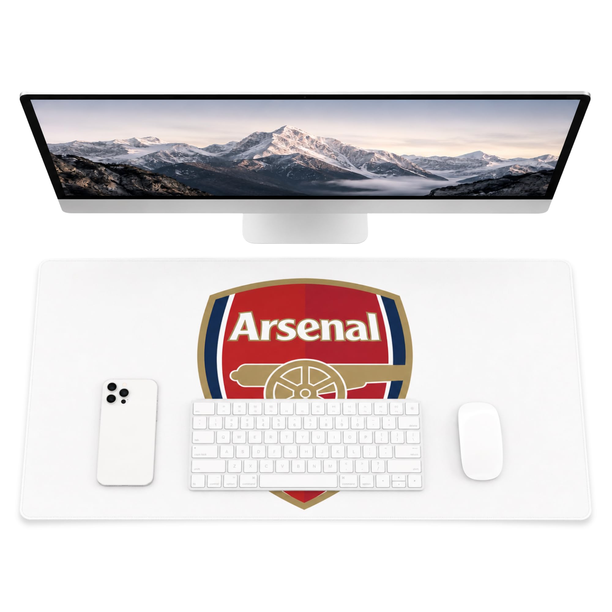 Fan Decor Arsenal Desk Mat 35x60cm - Desk Protector Mat Non Slip, Durable, Easy Clean Desk Pad - Mousemat for Desktop, Gaming, Office Accessories, Mousepad - Licensed Arsenal Gifts for Men & Boys