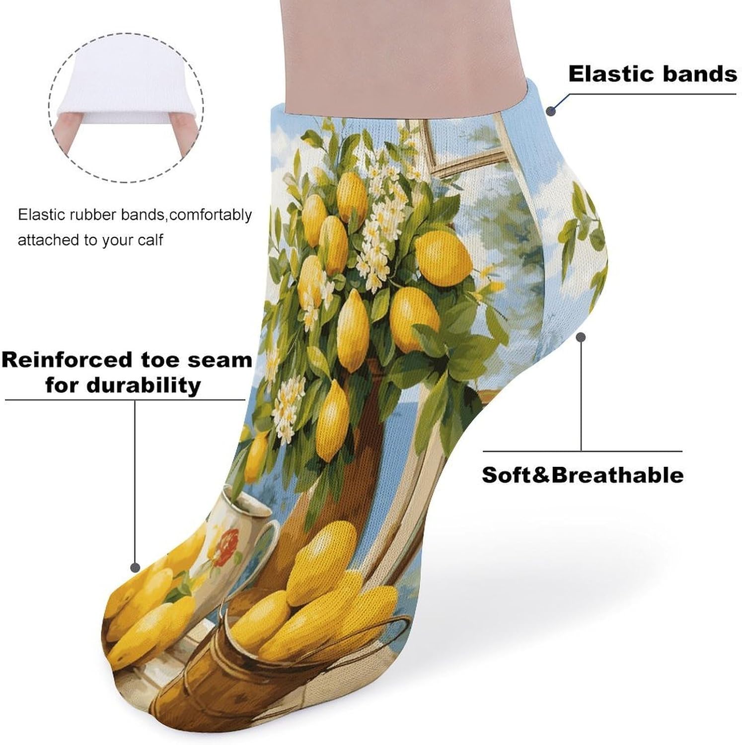 Lemon by The Window Ankle Sock Low Cut Socks Tube Socks for Sports