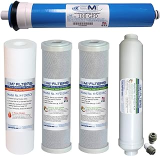 AMI Reverse Osmosis Membrane & Filter Replacement | 100 GPD Membrane with Pre & Post Filter Complete RO Filter Set | for 5 Stage Water Filtration Systems (100 GPD Membrane + Filters)