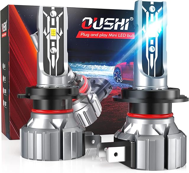 H7 LED Headlight Bulbs 55W, OUSHI H7 LED Car Headlight Conversion Kit, 12000 Lumens Fanless Super Bright IP65 Waterproof H7 LED Fog Light Bulbs, 6000K Xenon White (2Pcs)