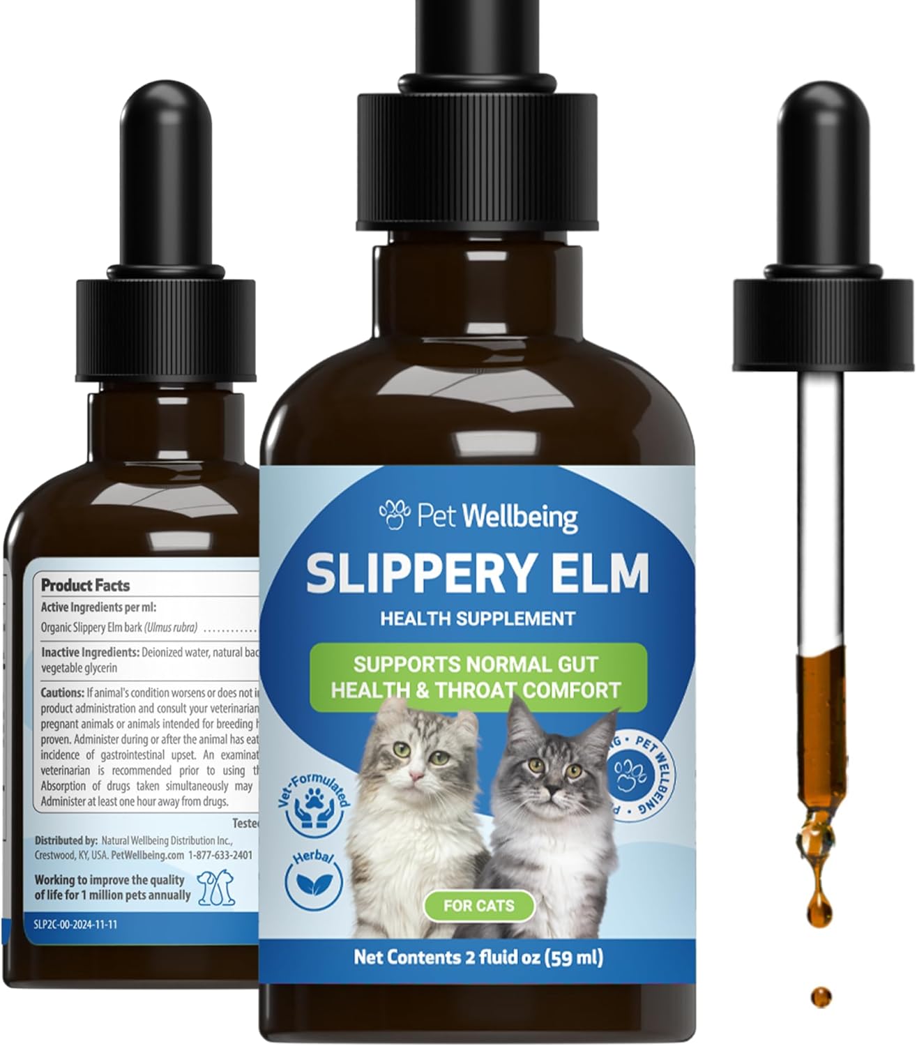 Pet Wellbeing Slippery Elm for Cats - Vet-Formulated Digestive & Throat Support