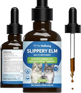 Pet Wellbeing Slippery Elm for Cats - Vet-Formulated Dual Digestive & Throat Support - Organic Pure Single Herb Extract - Holistic Soothing Cat Supplement - Liquid Formula 2 oz (59ml)