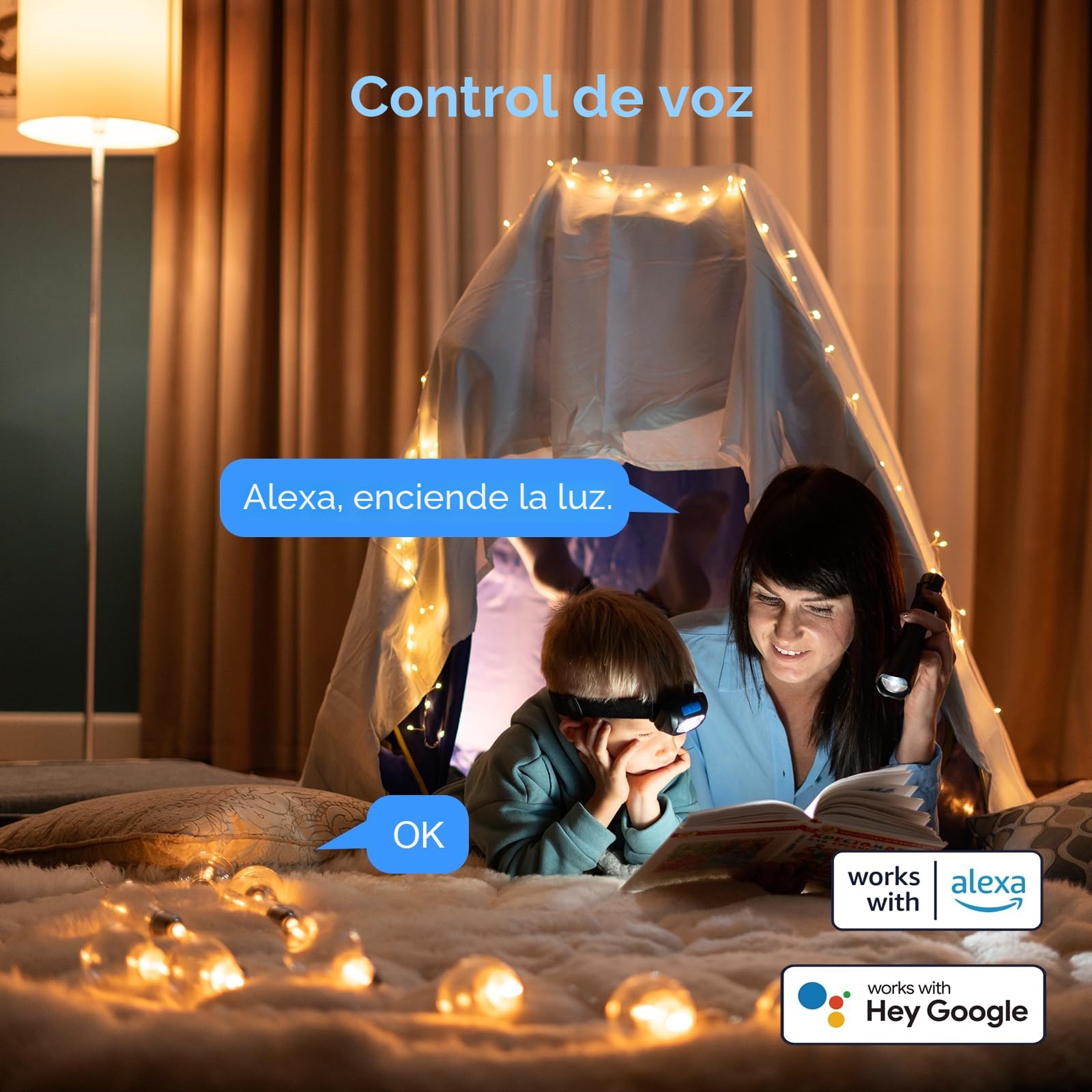 ANTELA Bombilla Inteligente LED E27 Wifi Compatible Con Google Home/Alexa, Bombilla RGB(2700K-6500K) Luces Colores Regulable, Control Remoto,Control De Voz, Ahorro Energético, Paquete 2