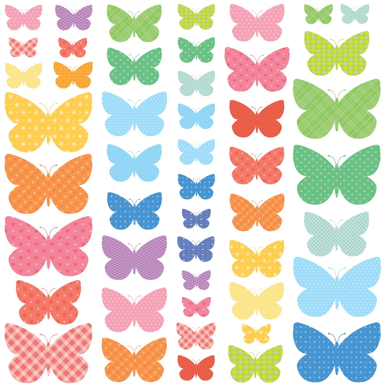 DECOWALL DW-1613 Butterfly Wall Stickers for Girls Bedroom Colourful Removable Decals for Nursery, Playroom, School Peel and Stick Kids Wall Art Decor
