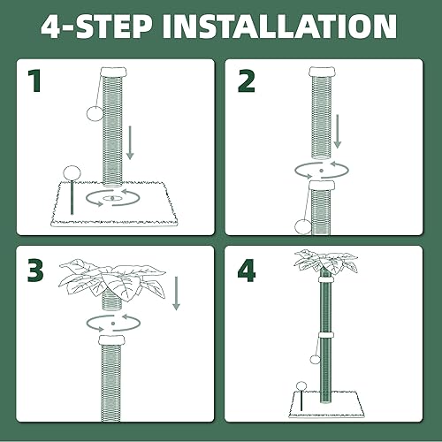 Miniatura 5 de Poste rascador para gatos, de 34 pulgadas de alto, para gatos de interior con múltiples bolas colgantes, cuerda de sisal para gatos grandes y