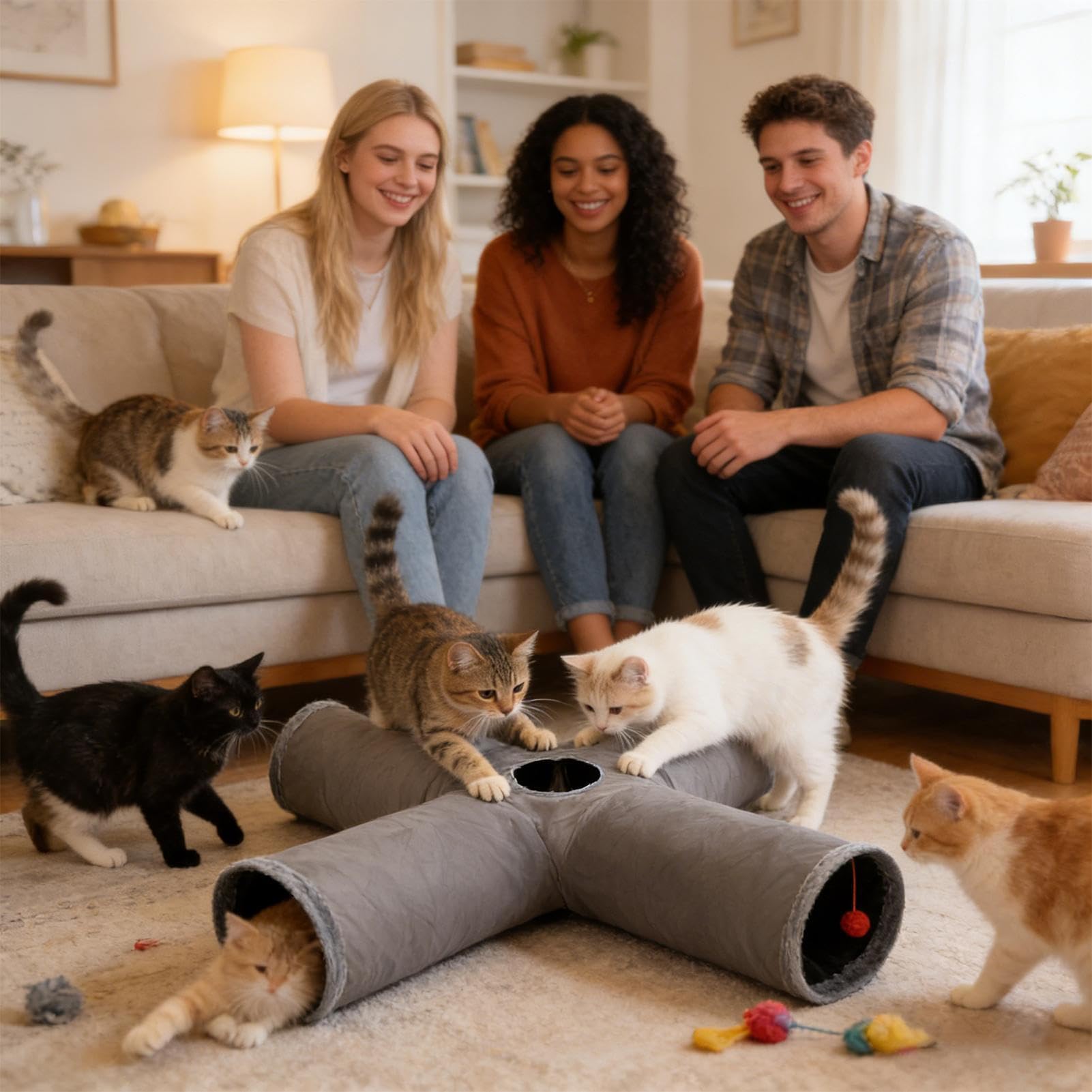 para Gatos de Interior | Laberinto Interactivo Plegable para Zona de Juegos | Tubo de Juegos Flexible para Gatos | para Mascotas en Fiestas de Navidad Cumpleaños y Halloween