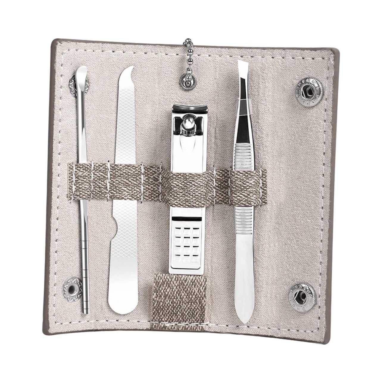 Mikinona 4Pcs Manicure Nail Clipper Set with Eyebrow Tweezers and Ear Portable Storage Case for Nail Care Eyebrow Trimming and Ear Cleaning Durable and Resistant Tools