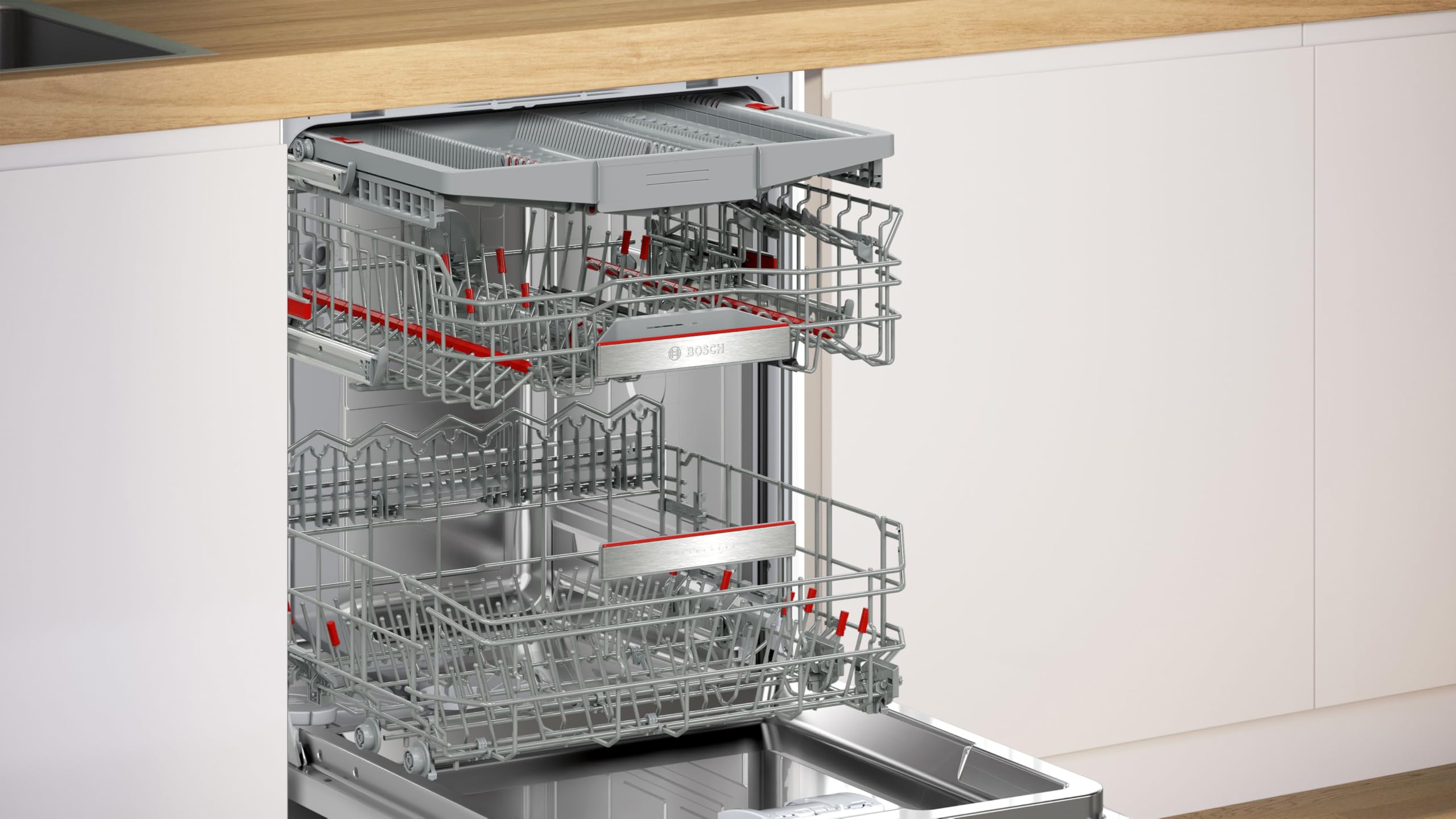 Bosch SMV8ECX01E Serie 8, Lavastoviglie Smart da incasso a scomparsa totale, Informazioni lavaggio a pavimento, Cestelli personalizzabili, Motore EcoSilence Drive, Acciaio a ridotte emissioni, 60 cm.