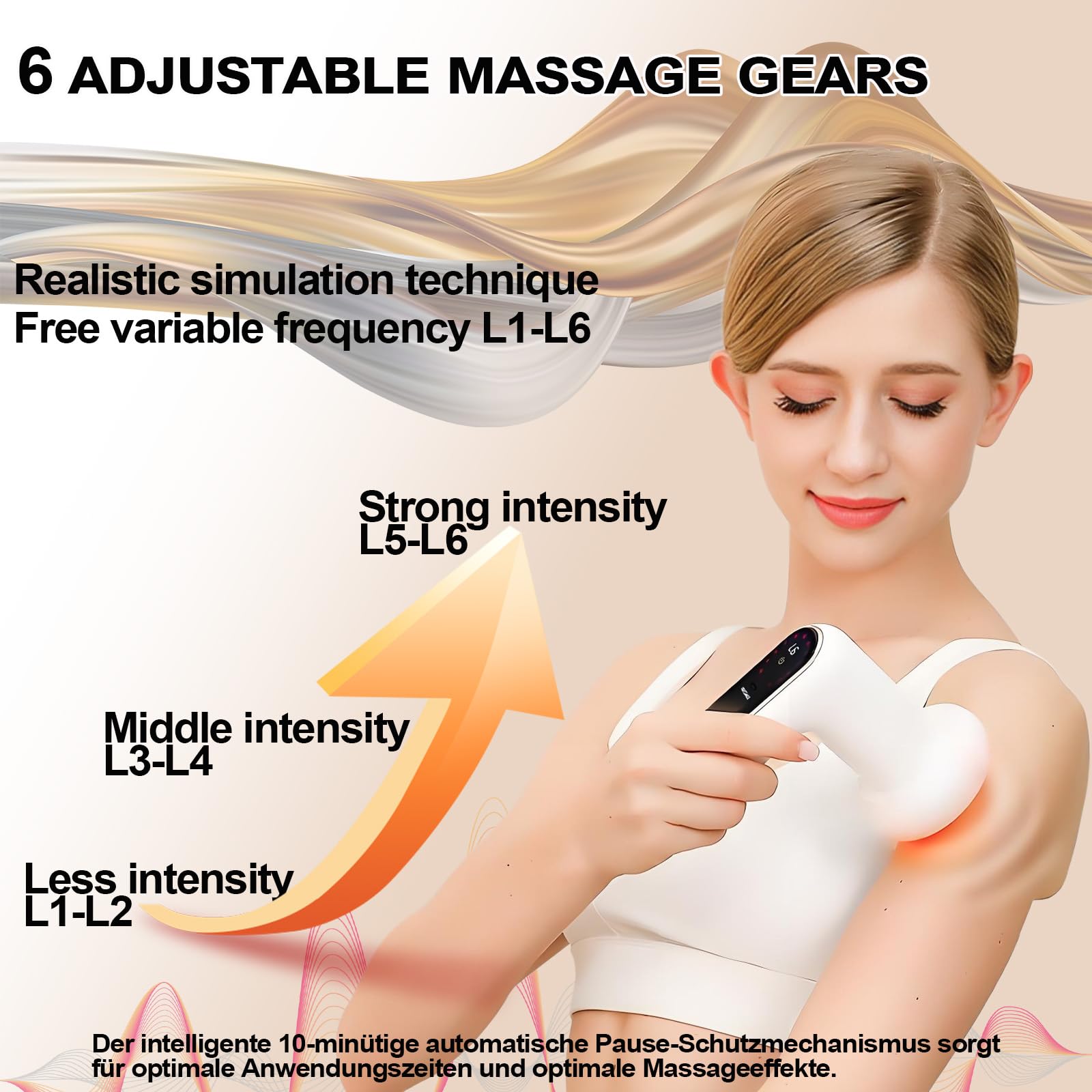 Appareil de Masseur Anti Cellulite avec 6 Niveaux Réglables et 3 Modes de Travail, Drainage Lymphatique Électrique avec 5 Têtes de Massage et 1 Coussin de Tête