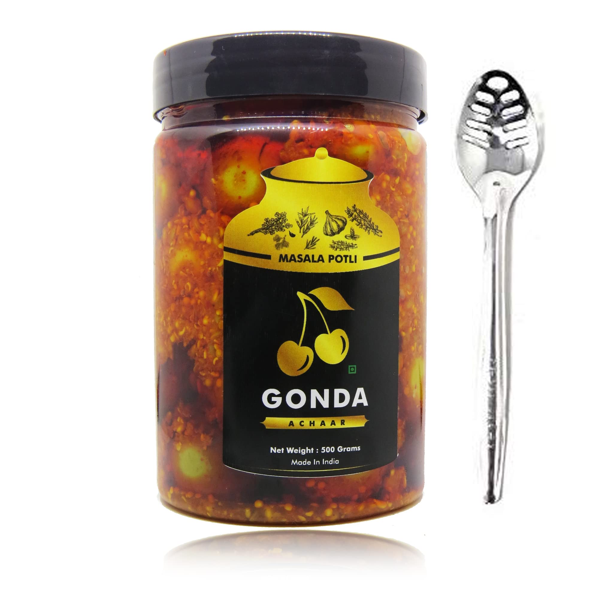 MASALA POTLI Homemade Rajasthani Marwari Gunda (Lesua/Lasuda) Achar Pickles & Spoon - Grade 1 Mustard Oil | Gumberry Pickle (Gonda, 500 Grams) (B097SV1W6D) Amazon Price History, Amazon Price Tracker