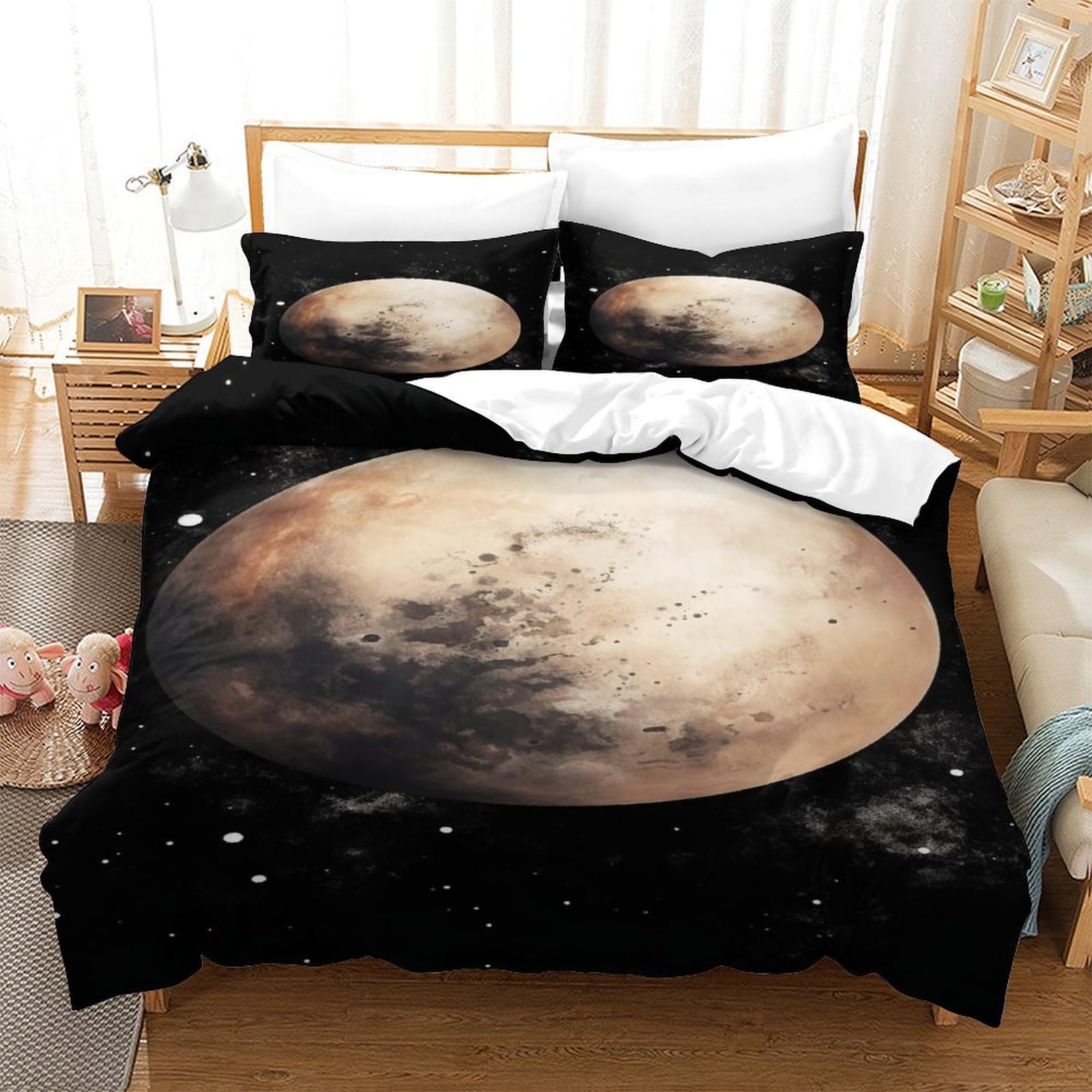 P1S9U7W5Y Cosmic 3D Printed Planet Duvet Cover Set 3pcs Microfiber Galaxy Bedding Set Double