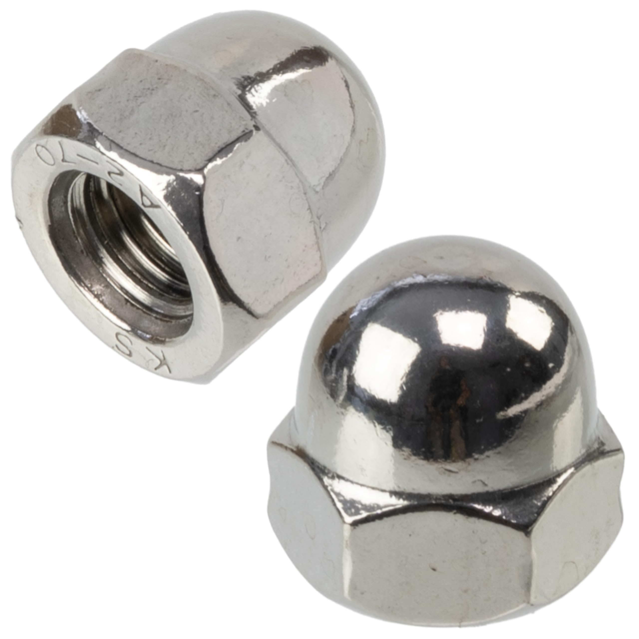 AERZETIX - Lot de 30 écrous borgne hexagonaux M10 à tête dôme creuse | pour assemblage décoratif, fixation sur tige filetée et travaux de métallerie | en acier de couleur argent