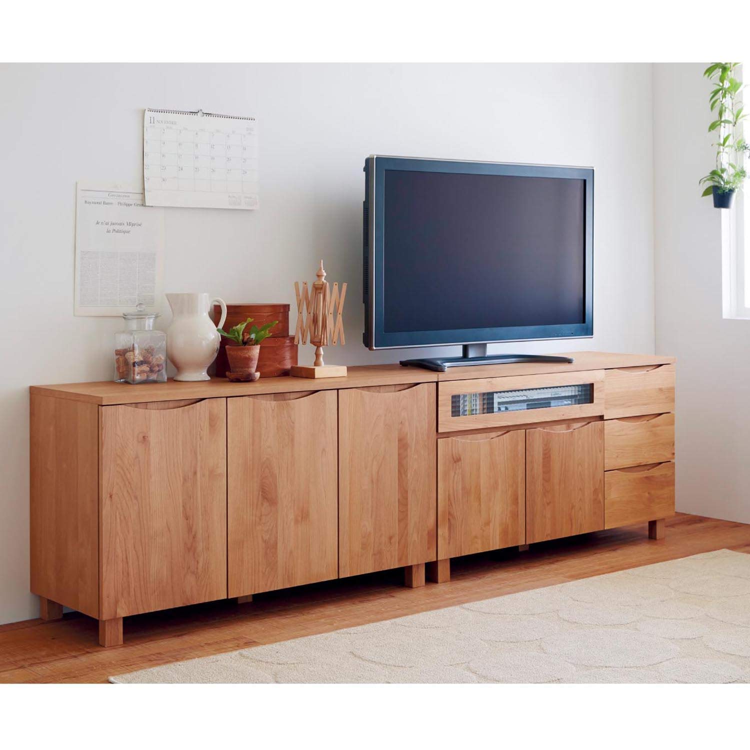 Amazon｜[ベルメゾン] キャビネット アルダー材 ローボード