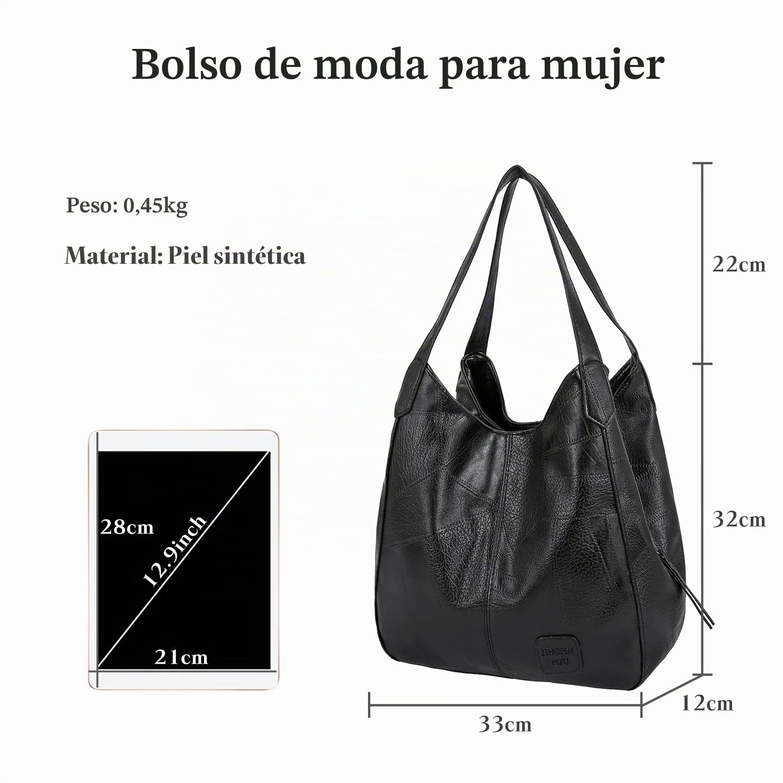 FANDARE Moda Bolsos Totes para Mujer Impermeable Shoppers y Bolsos de Hombro Bolso Bandolera PU Cuero Bolsos de Cubo para Viajes Compras Trabajo Citas