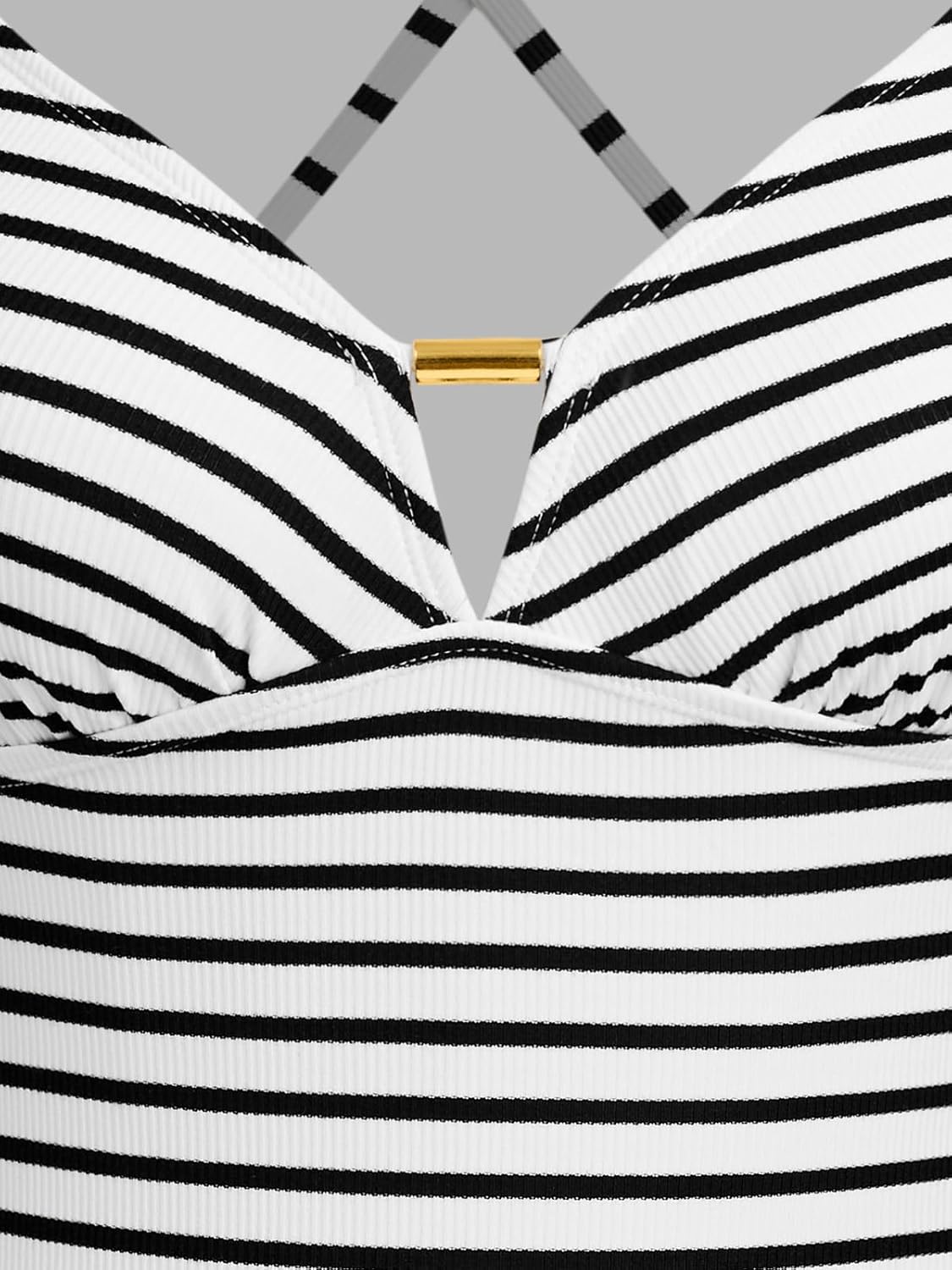 CUPSHE Women's Tankini Sets High Waisted V Neck Two Piece Bathing Suits Crossback Self Tie Adjustable Straps Swimwear - Image 6